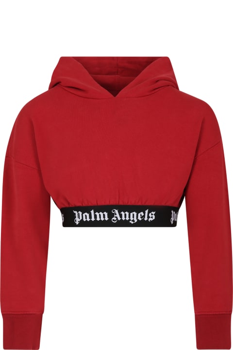 ガールズ Palm Angelsのニットウェア＆スウェットシャツ Palm Angels Burgundy Sweatshirt For Girl With Logo