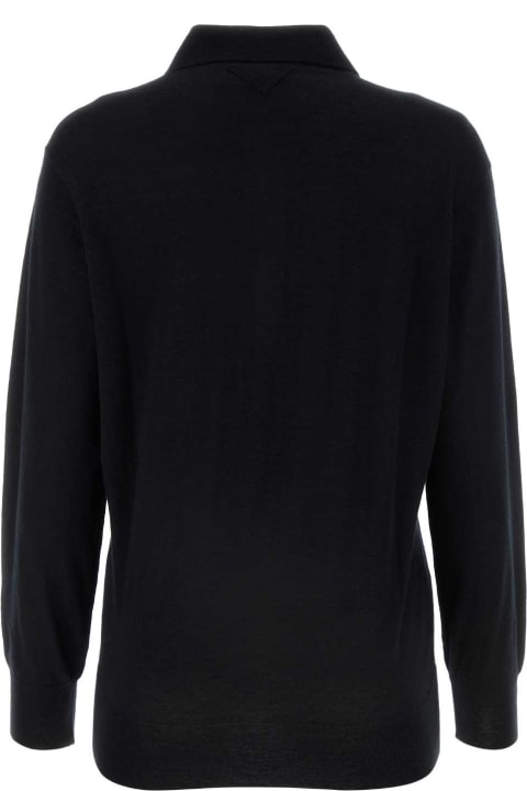 Topwear for Women Prada Black Cashmere Polo Shirt