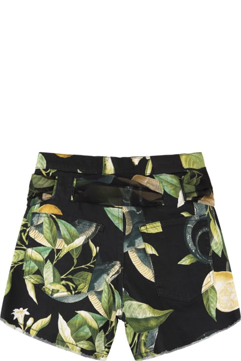 Roberto Cavalli Pants & Shorts for Women Roberto Cavalli Black Shorts With Lemons Print
