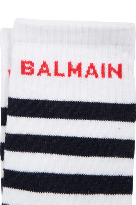 ボーイズ Balmainのシューズ Balmain Multicolored Socks For Kids With Stripes And Logo