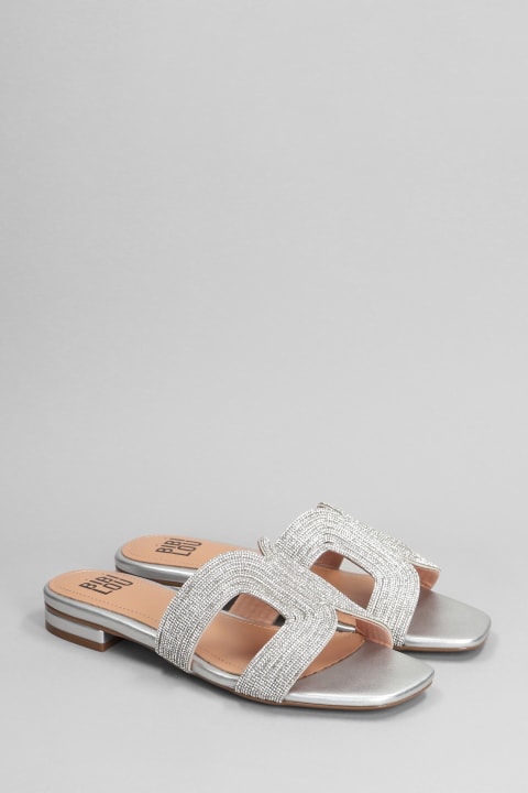 Sandals for Women Bibi Lou Spongecake Flats In Silver Leather