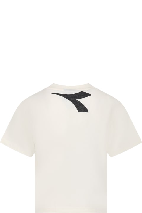 Diadora for Kids Diadora Ivory T-shirt For Girl With Logo