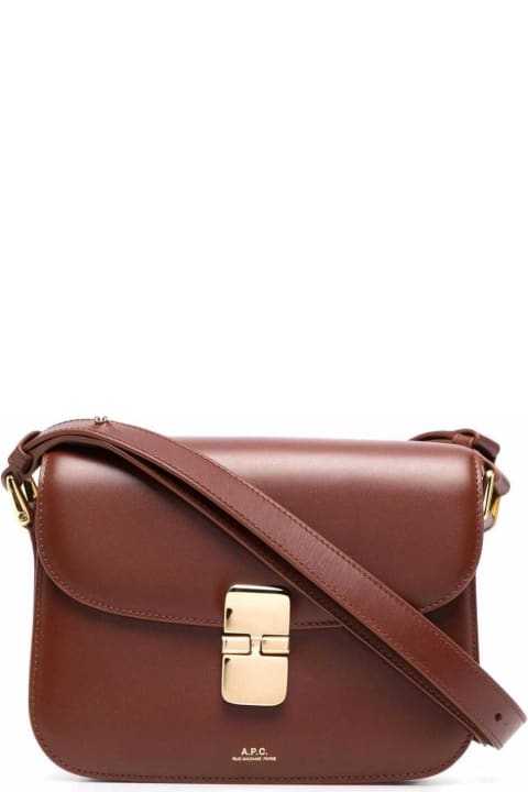 A.P.C. Shoulder Bags for Women A.P.C. Grace Brown Leather Crossbody Bag