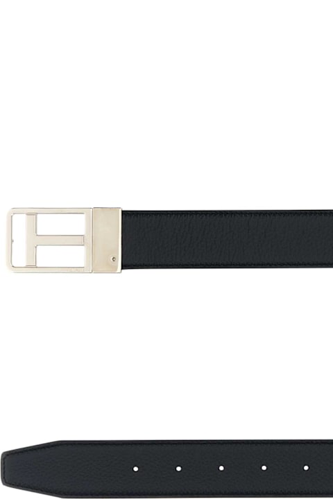 Tom Ford Belts for Men Tom Ford Midnight Blue Leather Reversible Belt