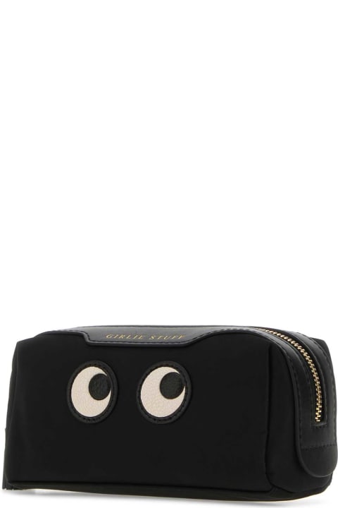 Clutches for Women Anya Hindmarch Black Nylon Girlie Stuff Eyes Pouch