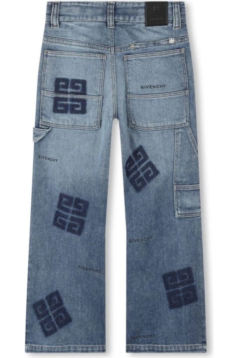 キッズ新着アイテム Givenchy Straight Leg Jeans In Denim With 4g Print