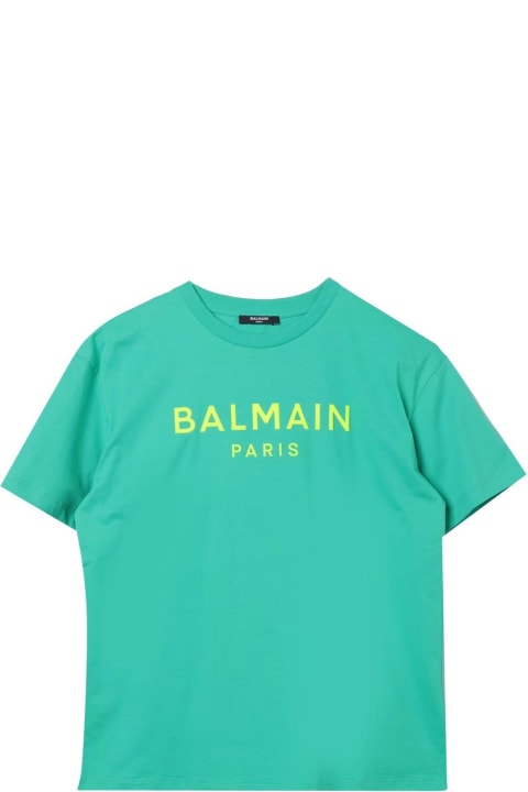 Fashion for Kids Balmain Logo Detailed Crewneck T-shirt