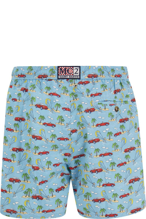 メンズ 水着 MC2 Saint Barth Lightweight Fabric Swim Boxer Shorts With Print