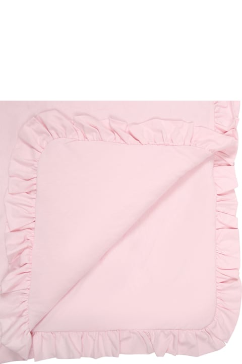 Balmain Kids Balmain Pink Blanket For Baby Girl With Logo