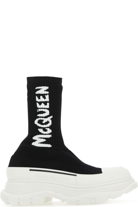 Alexander McQueen Shoes for Women Alexander McQueen Black Stretch Nylon Tread Slick Sneakers