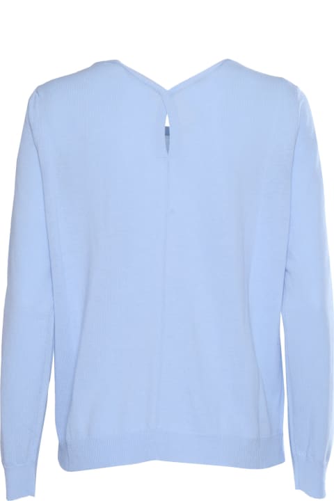 Kangra for Women Kangra Light Blue Ribbed Cotton Sweater