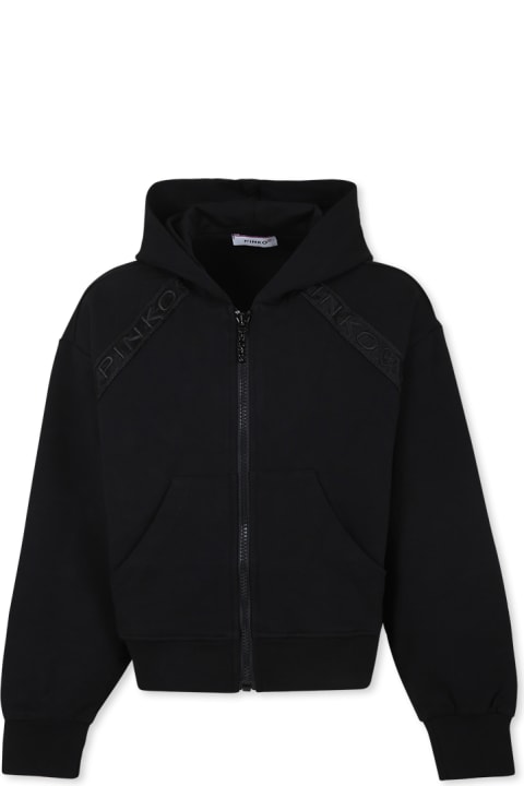 Pinko سترات وبلوزات ثقيلة لـ بنات Pinko Black Sweatshirt For Girl With Logo