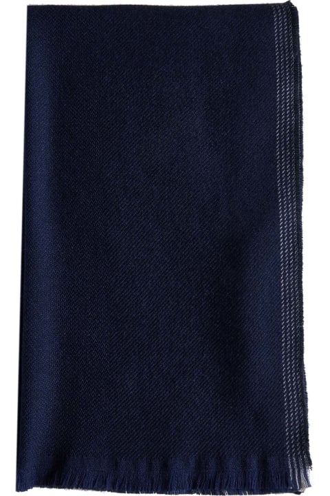 Homeware Brunello Cucinelli Blue And Brown Cashmere Blend Scarf