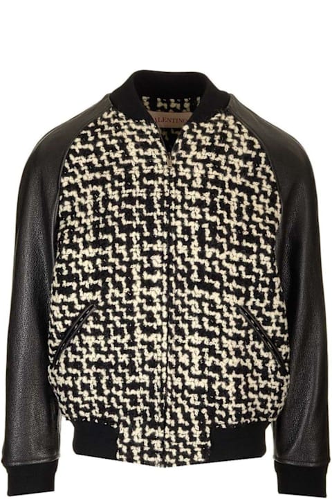 メンズ Valentinoのコート＆ジャケット Valentino Garavani Tweed Panelled Zip-up Bomber Jacket