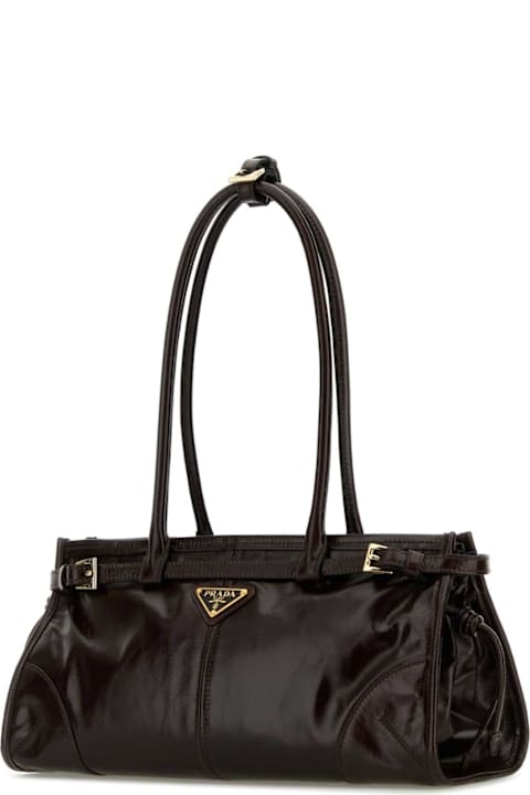 Prada Dark Brown Leather Shoulder Bag