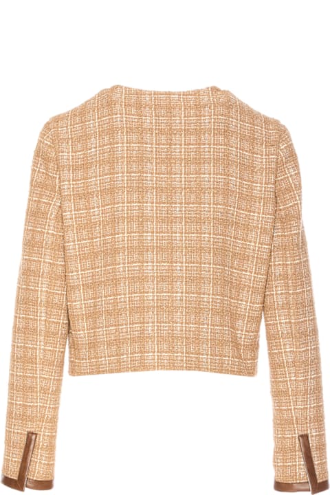 Homeware Pinko Cropped Tweed And Faux Leather Jacket
