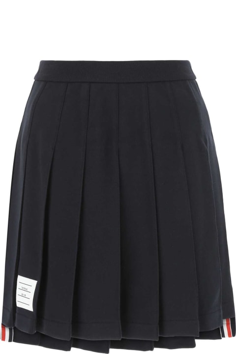 Clothing for Women Thom Browne Navy Blue Cotton Mini Skirt