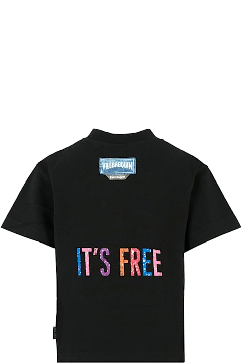 أدوات منزلية Palm Angels Black T-shirt For Boy With Writing