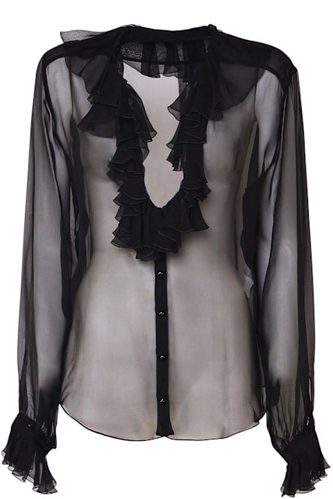 Topwear for Women Dolce & Gabbana Ruffle Collar Chiffon Blouse