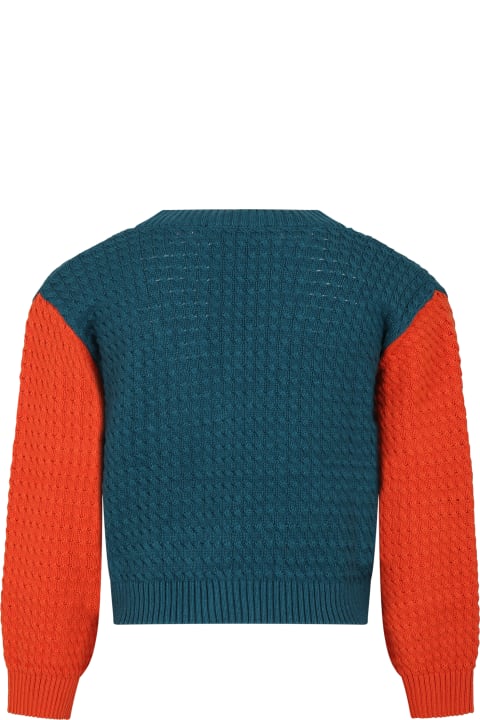 Sweaters & Sweatshirts for Girls Stella McCartney Kids Green Cardigan For Girl With Flowers