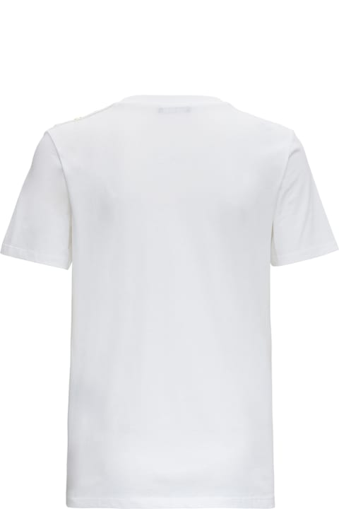 White Organic Cotton T-shirt With Logo Balmain Woman