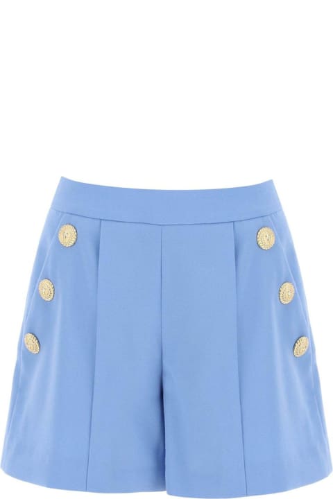 Pants & Shorts for Women Balmain Button Embellished Pleated Shorts