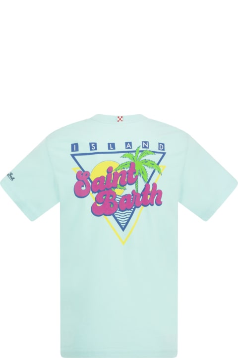メンズ新着アイテム MC2 Saint Barth Cotton T-shirt With Sb Summer Print