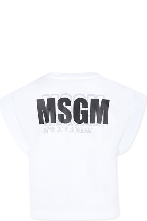 Homeware MSGM White T-shirt For Girl With Logo