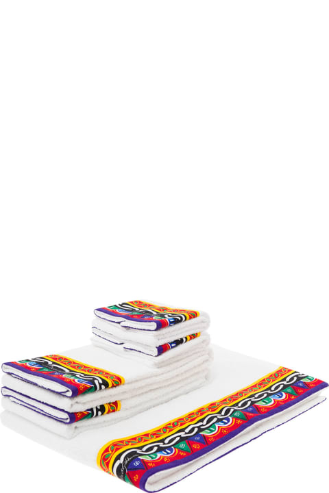 Fashion for Women Dolce & Gabbana Set Of 5 Multicolor Towels With Carretto Siciliano Print In Cotton Dolce & Gabbana