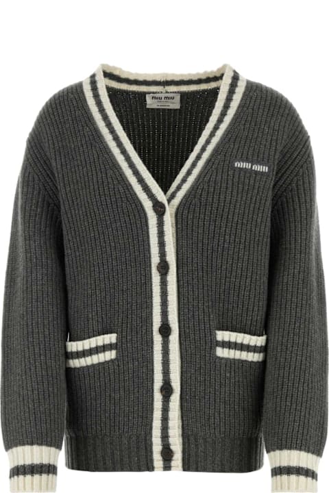 Homeware Miu Miu Grey Cashmere Blend Oversize Cardigan