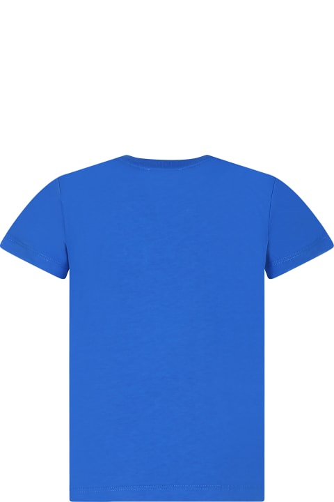 Fashion for Boys Moschino Blue T-shirt For Kids With Teddy Bears And Logo