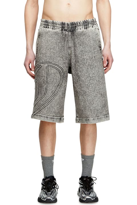 Diesel سراويل لـ القسم الرجالي Diesel D-enny-s Track Délavé Grey Denim Bermuda Shorts