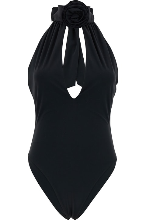 Magda Butrym for Women Magda Butrym Black One-piece Swimsuit With Rose Application In Polyamide Woman