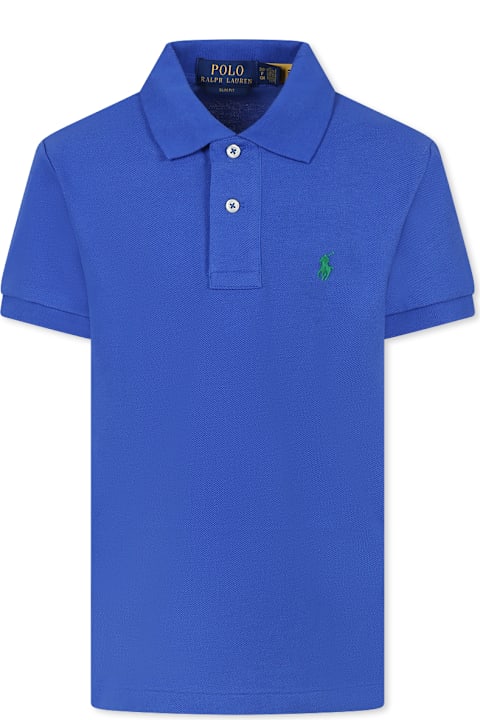 Homeware Ralph Lauren Blue Polo Shirt For Boy With Horse