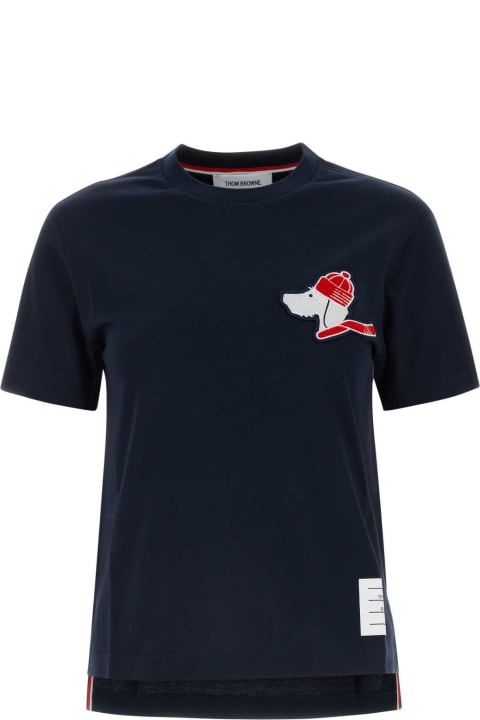 Thom Browne for Women Thom Browne Navy Blue Cotton T-shirt