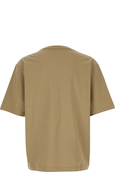 Topwear for Men Dsquared2 'icon' Beige Crewneck T-shirt With Logo Print On The Front In Cotton Man