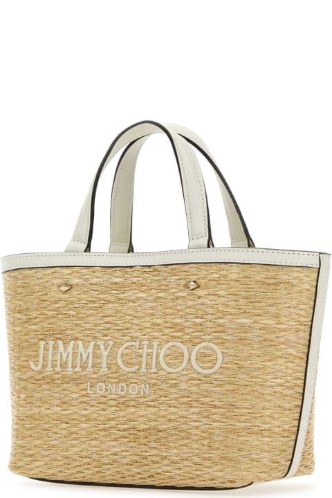 Jimmy Choo Totes for Women Jimmy Choo Beige Raffia Mini Marli Handbag