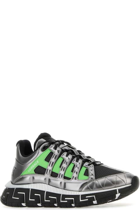 Shoes for Men Versace Multicolor Fabric And Leather Trigreca Sneakers