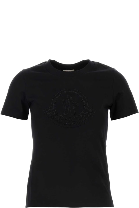 Topwear for Women Moncler Black Cotton T-shirt