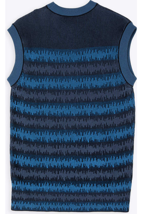 C.v. Men's Knitted Swear Blue jacquard knitted sleeveless pull