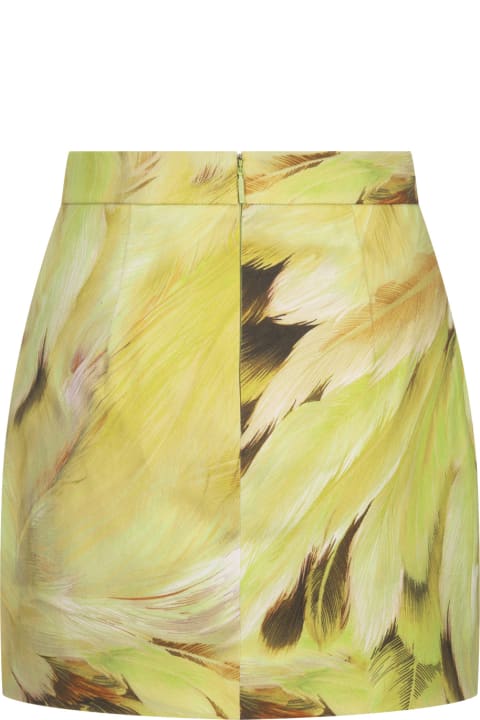 Roberto Cavalli Skirts for Women Roberto Cavalli Mini Skirt With Plumage Print In Green