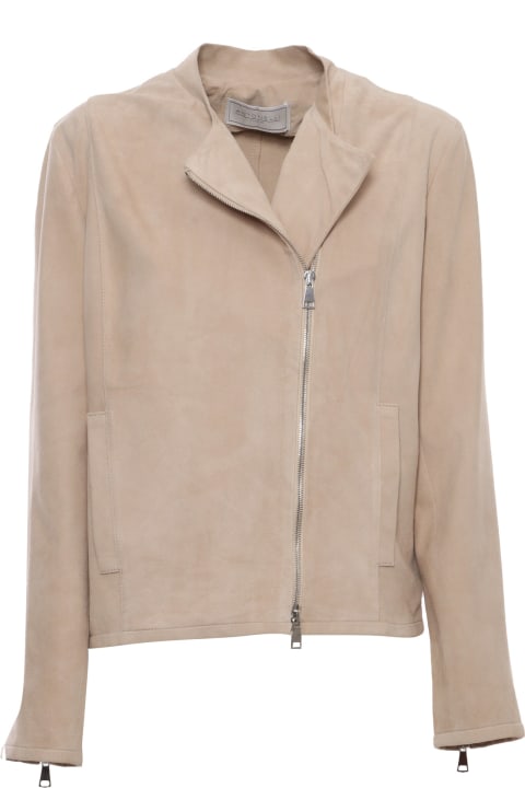 Antonelli Coats & Jackets for Women Antonelli Beige Leather Jacket