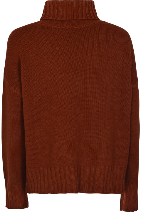 Patched Pocket High Neck Ribbed Sweater