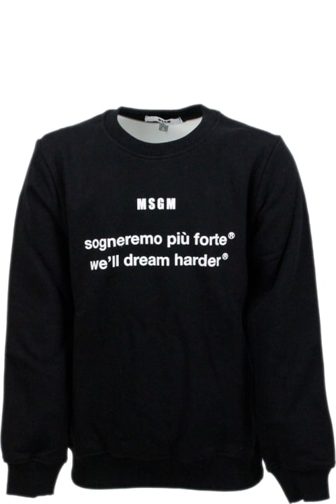 ガールズ MSGMのニットウェア＆スウェットシャツ MSGM Long-sleeved Crewneck Sweatshirt In Cotton With Writing