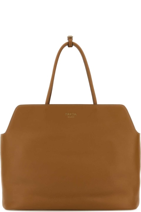 Totes for Women Prada Caramel Leather Shopping Bag