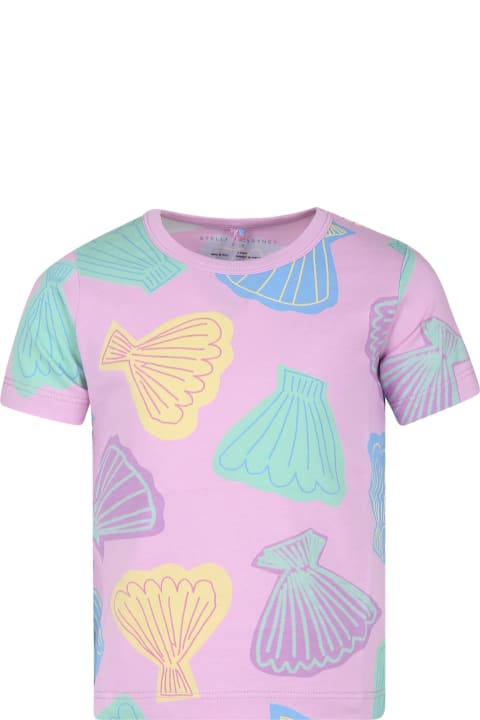 Stella McCartney Kids T-Shirts & Polo Shirts for Girls Stella McCartney Kids Pink T-shirt For Girl With Shell Print