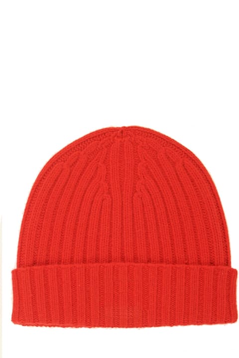 Hats for Women MC2 Saint Barth Cashmere Blend Red Hat With Check Patch