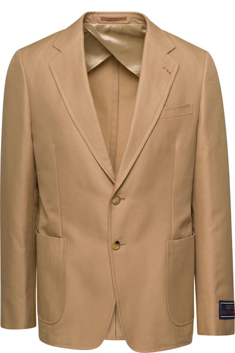Gucci Coats & Jackets for Men Gucci Beige Mono-breasted Formal Jacket In Cotton Man