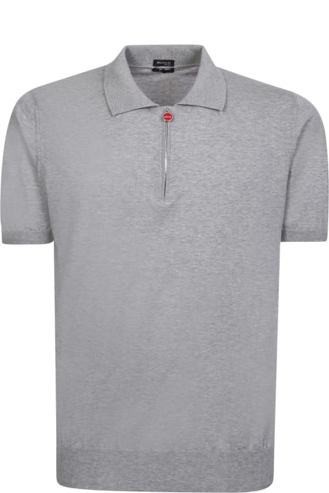 Topwear for Men Kiton Zip-up Grey Polo Shirt