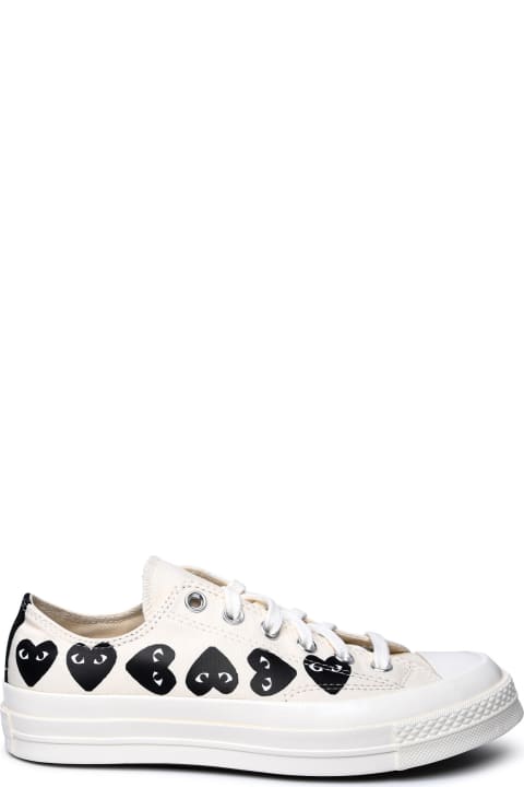 Fashion for Women Comme des Garçons Play Ivory Fabric Sneakers